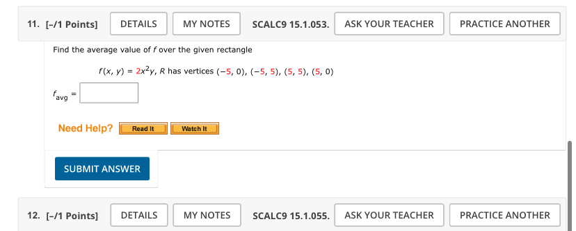 [ - / 1 Points ] SCALC 9 1 5 . 1 . 0 5 3 . Find