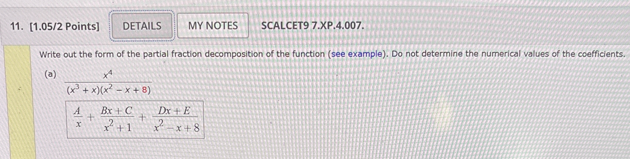 [ 1 . 0 5 / 2 Points ] SCALCET 9 7 . XP . 4 . 0 0