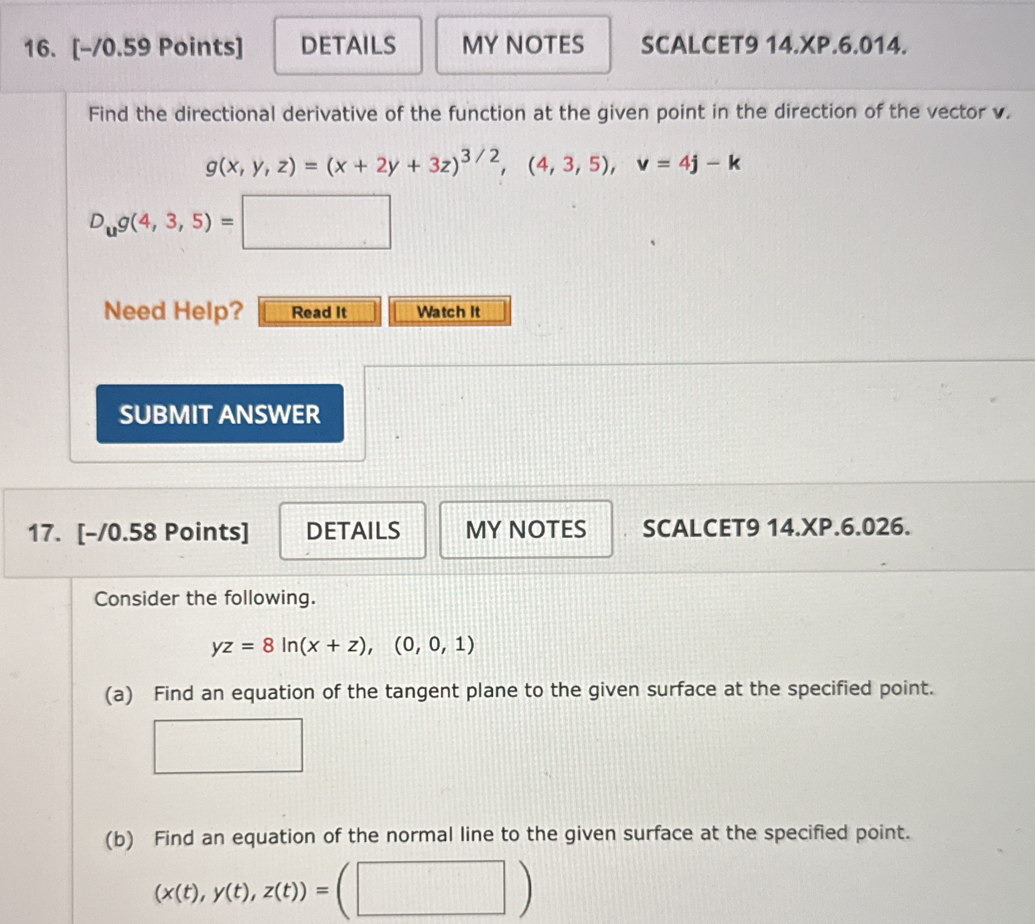 [ - / 0 . 5 9 Points ] SCALCET 9 1 4 . XP . 6 . 0