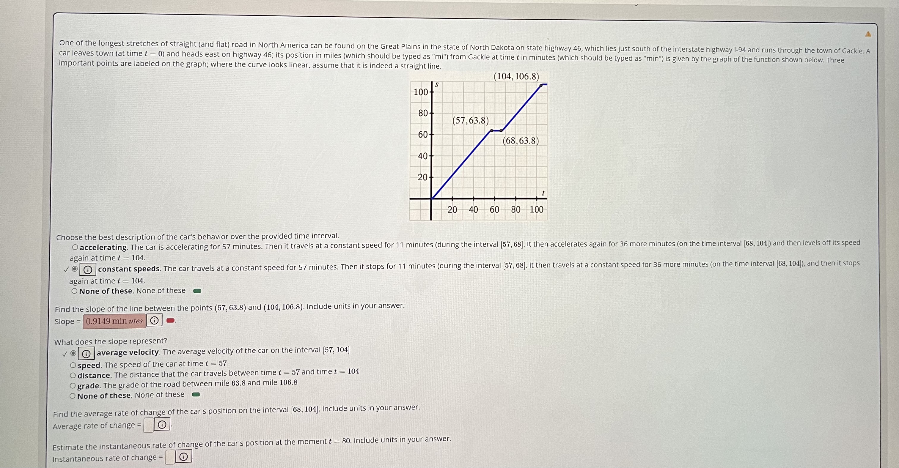 important points are labeled on the graph; where