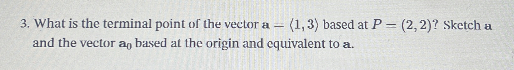 What is the terminal point of the vector a = ( :