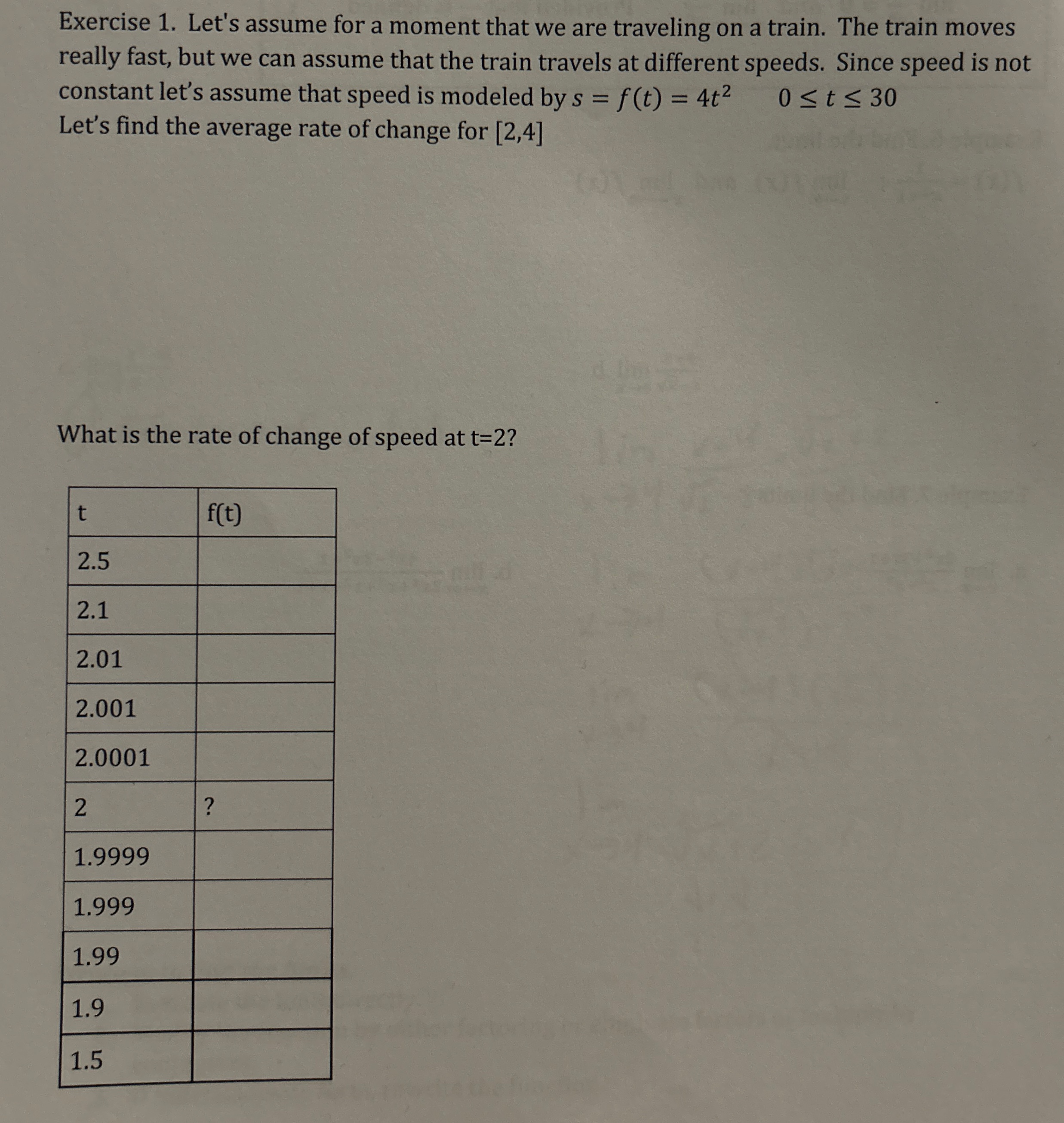 Exercise 1 . Let's assume for a moment that we