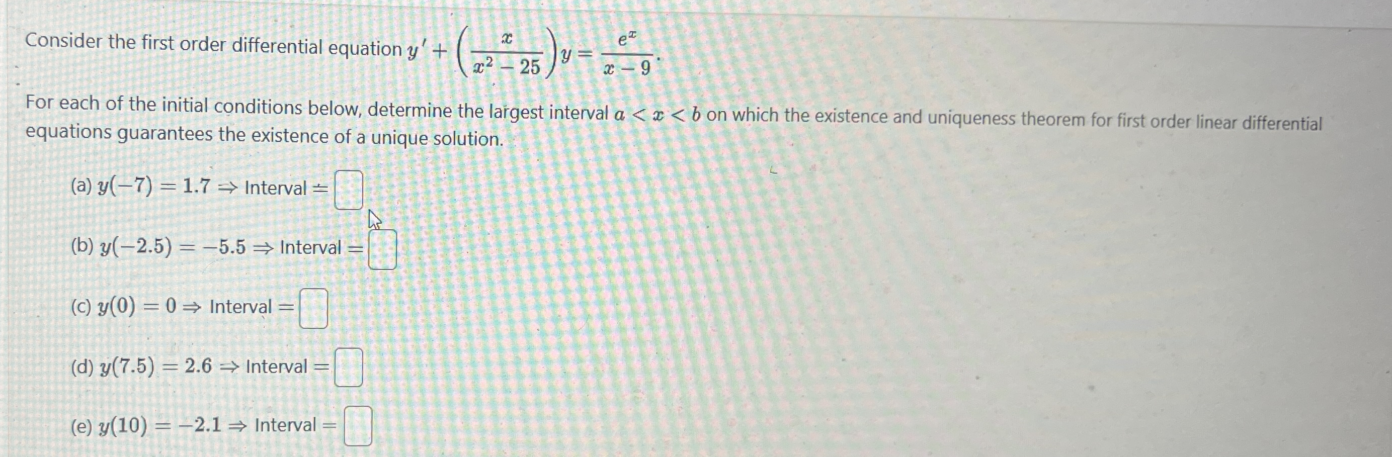 Consider the first order differential equation y