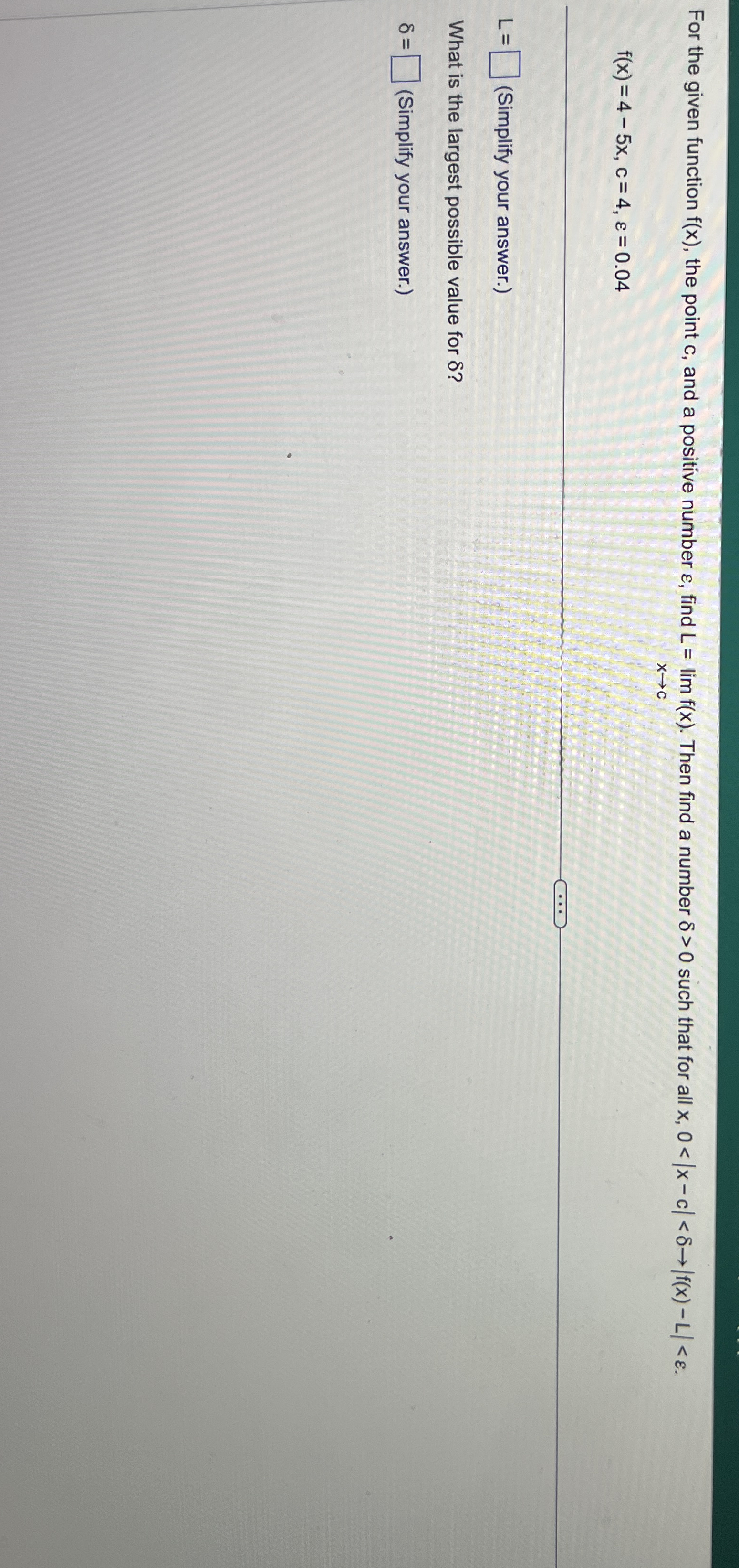 For the given function f ( x ) , the point c ,