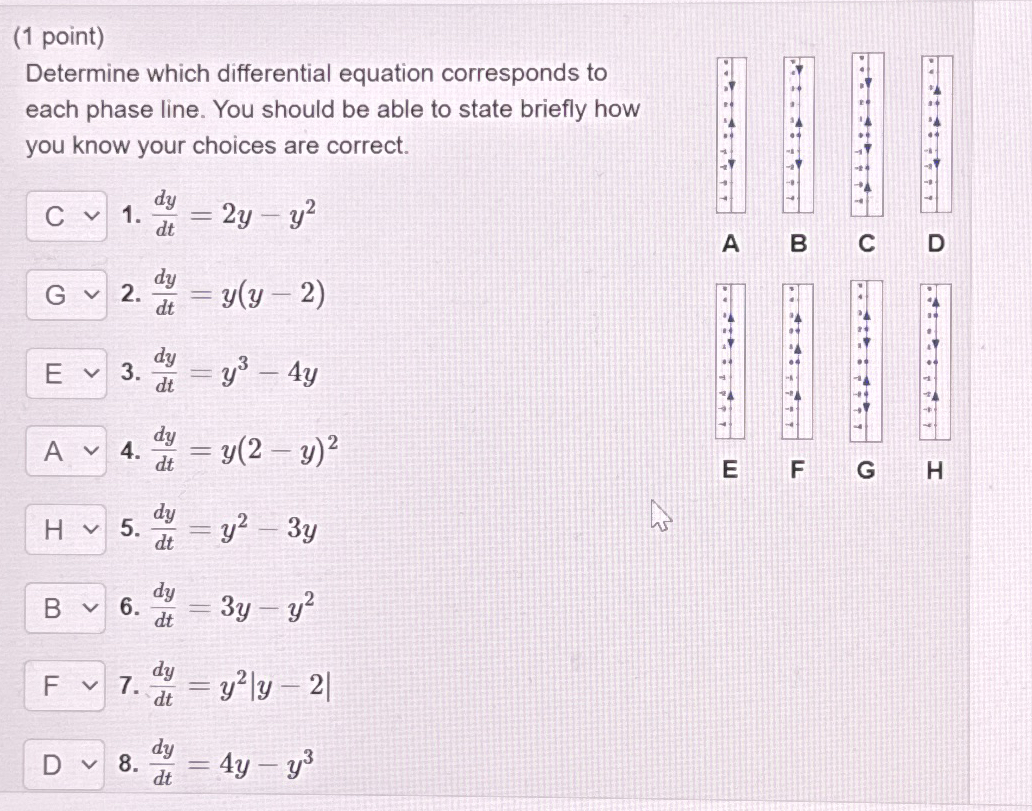 ( 1 point ) Determine which differential equation