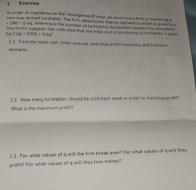 Exercise In order to capitalize on the resurgence