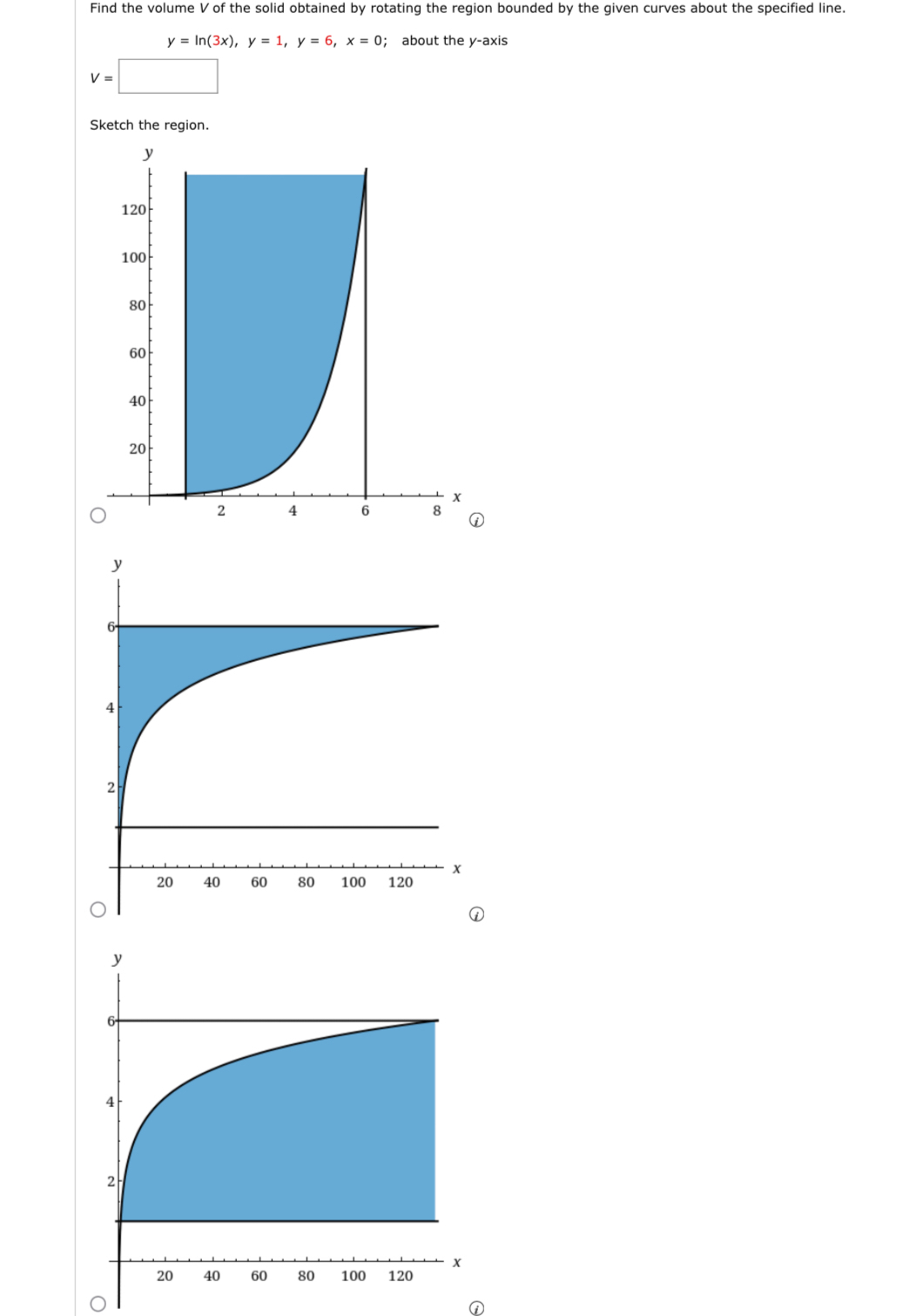 Find the volume V of the solid obtained by