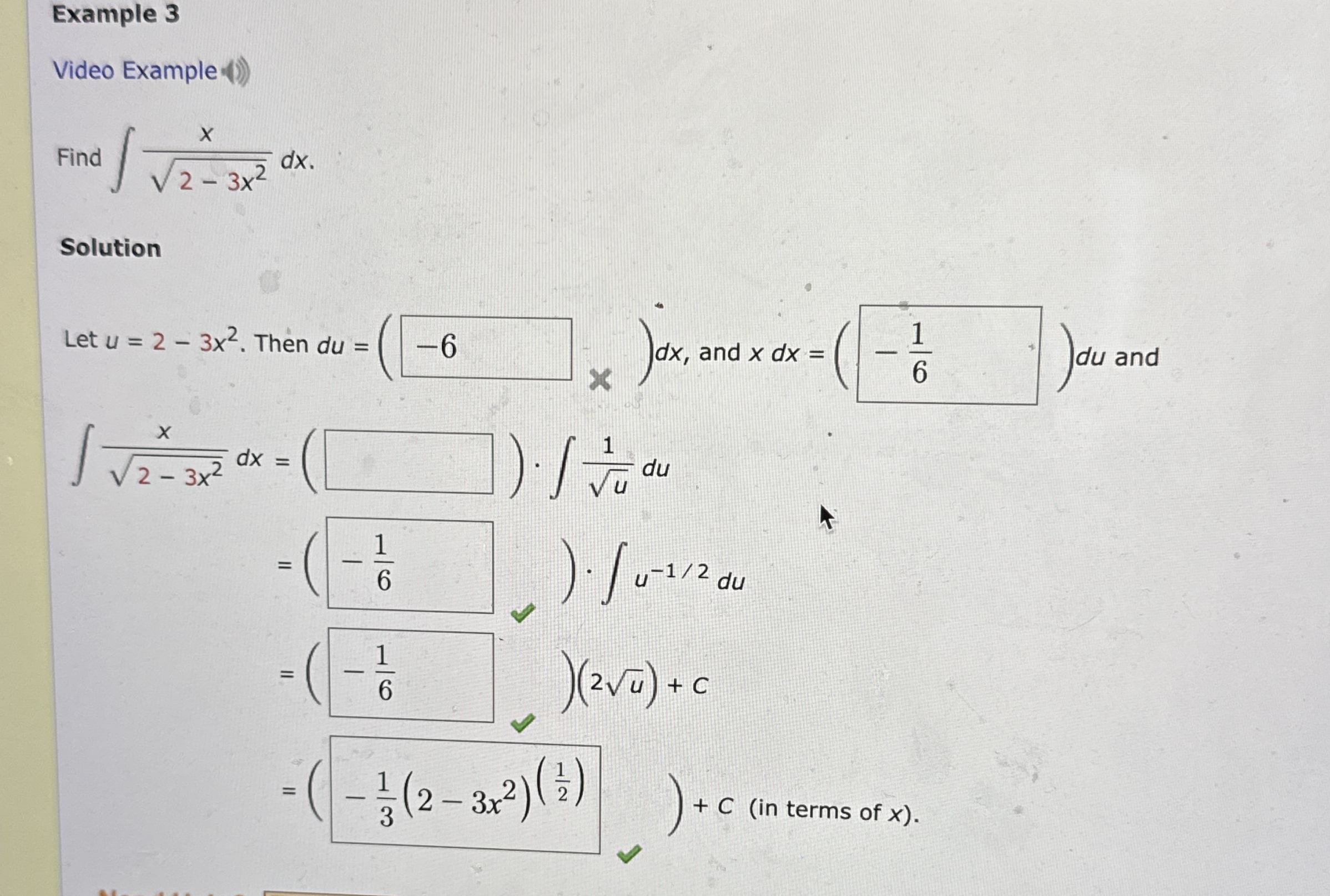 Example 3 Video Example Find x 2 - 3 x 2 2 d x
