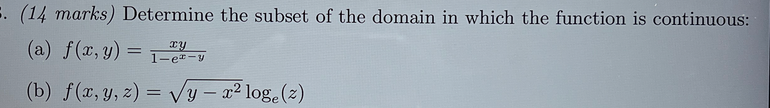 ( 1 4 marks ) Determine the subset of the domain