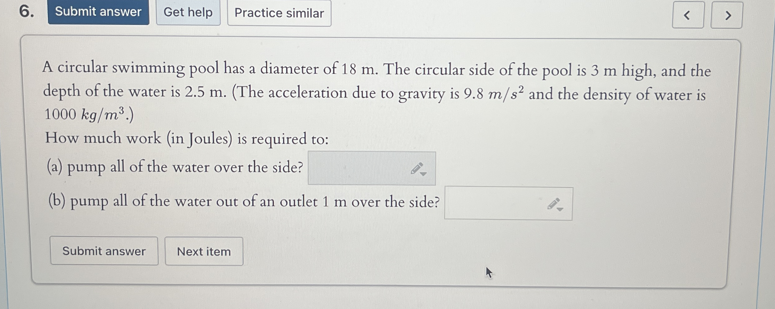q , , A circular swimming pool has a diameter of