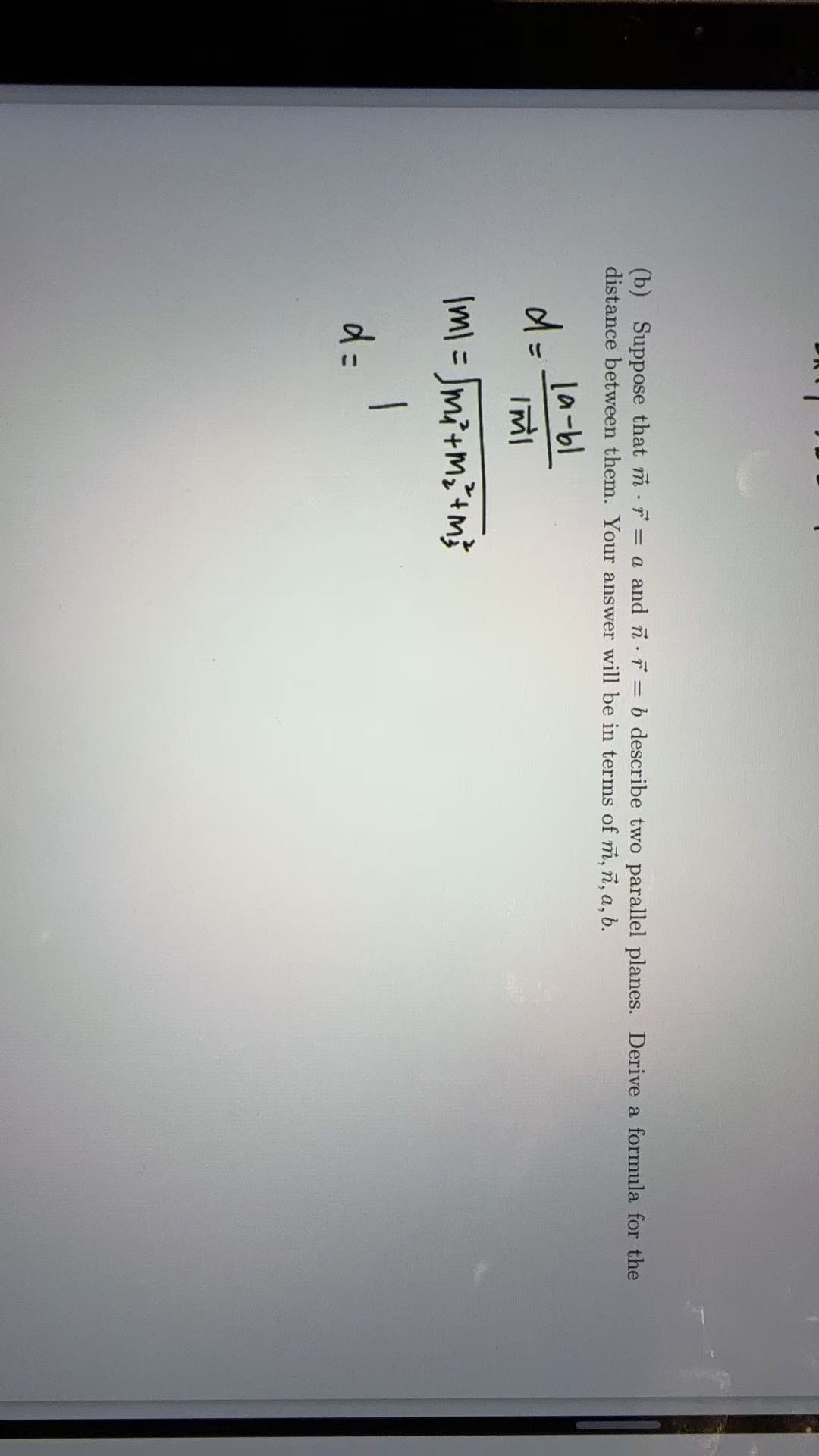 ( b ) Suppose that vec ( m ) * v e c ( r ) = a