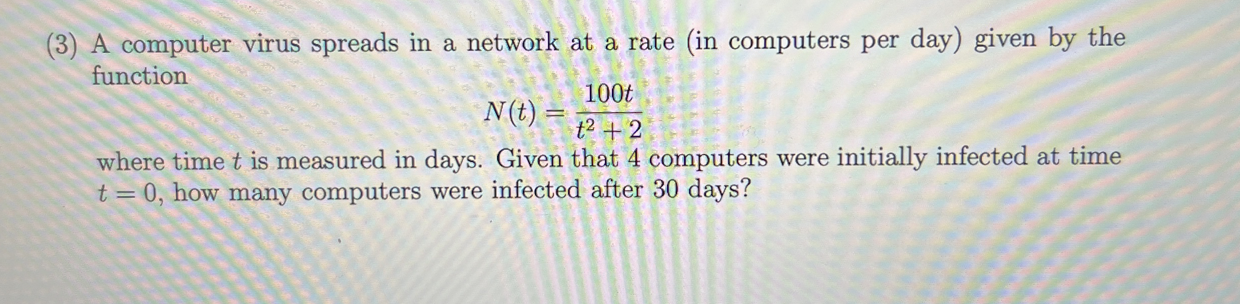 ( 3 ) A computer virus spreads in a network at a