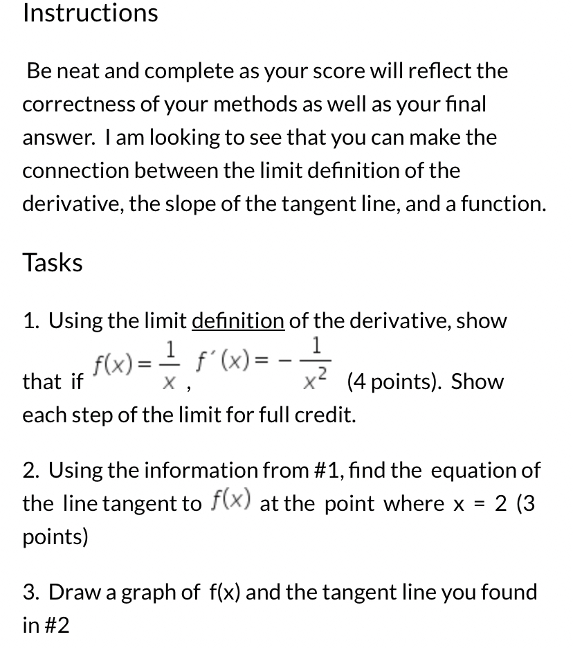 Instructions Be neat and complete as your score