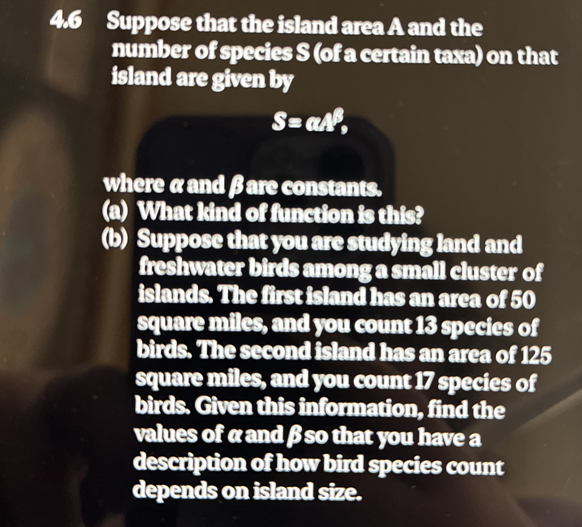 4 6 Suppose that the island area A and the number