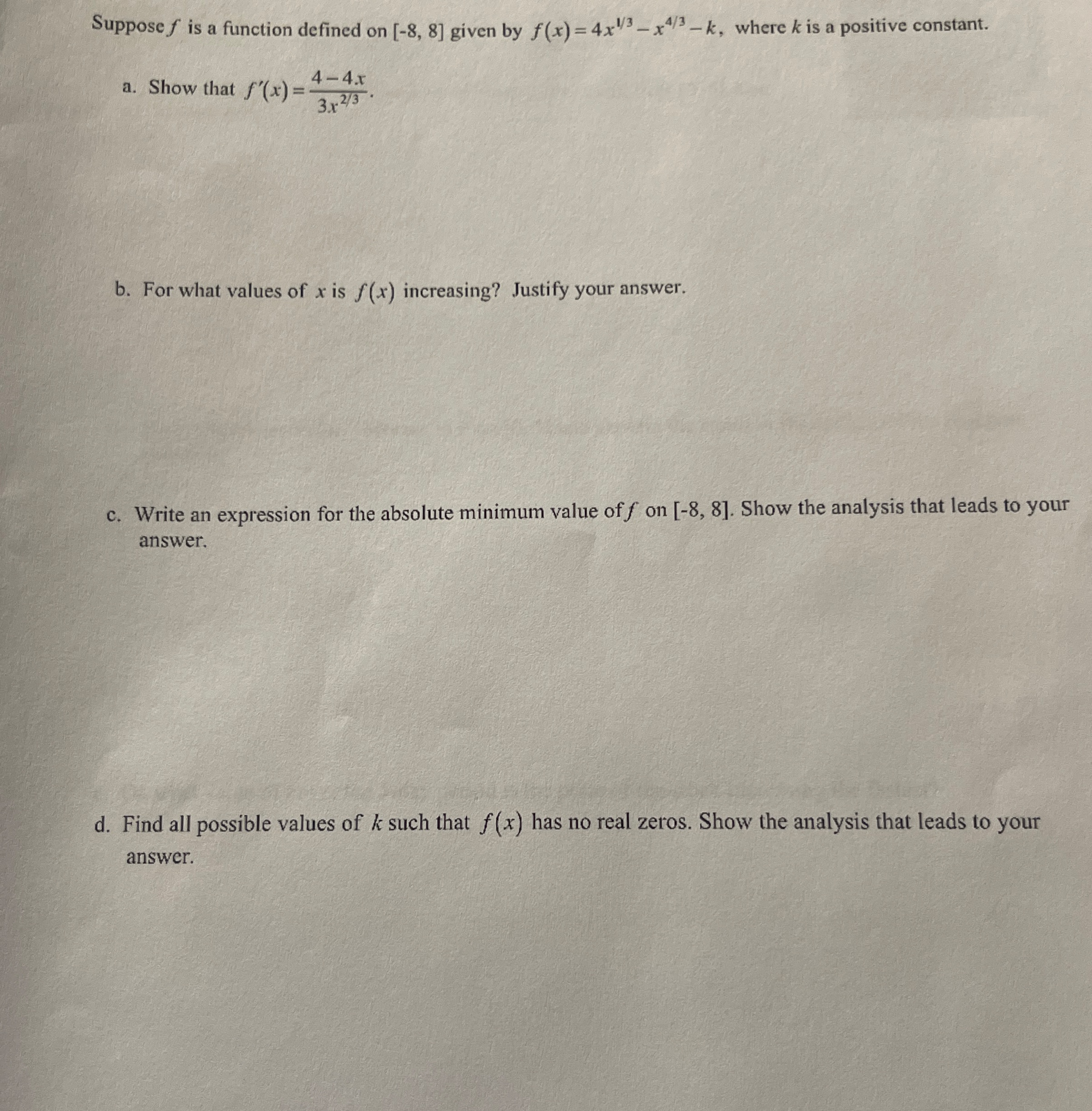 Suppose f is a function defined on - 8 , 8 given