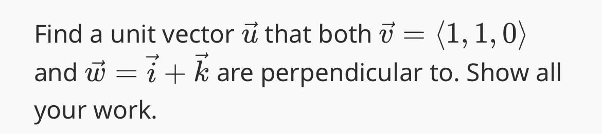 Find a unit vector vec ( u ) that both vec ( v )