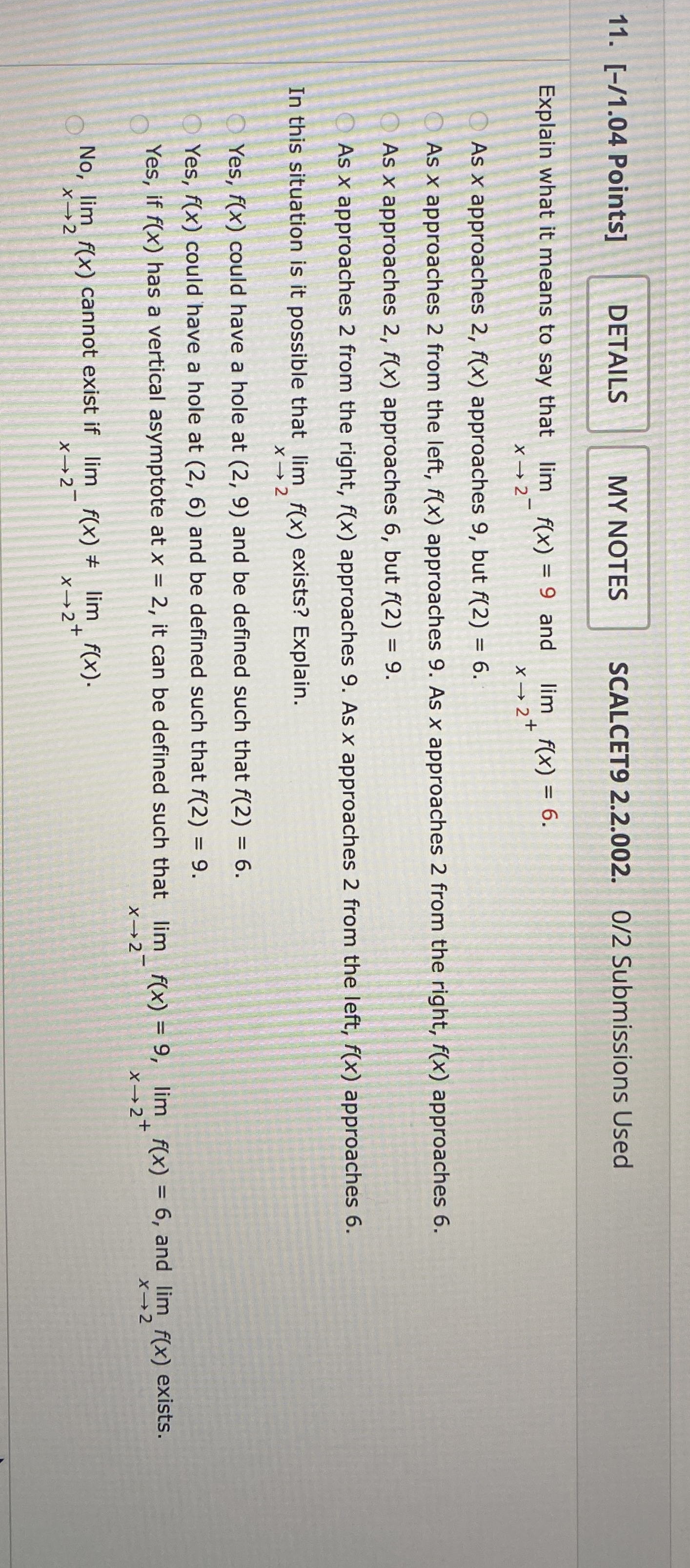 [ - / 1 . 0 4 Points ] SCALCET 9 2 . 2 . 0 0 2 .