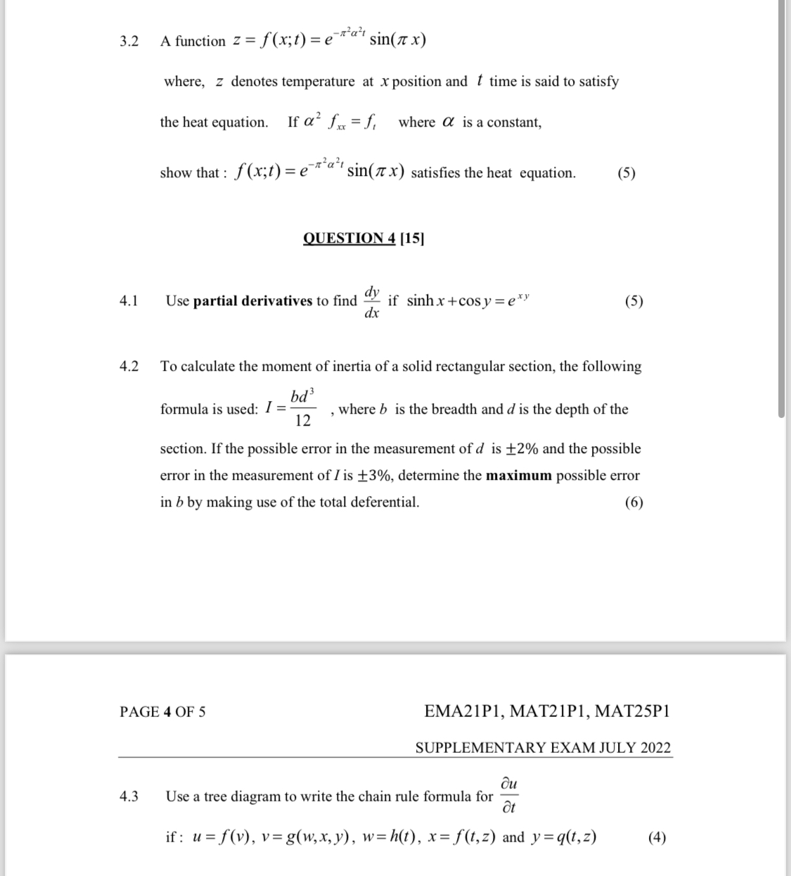 3 . 2 A function z = f ( x ; t ) = e - 2 2 t s i