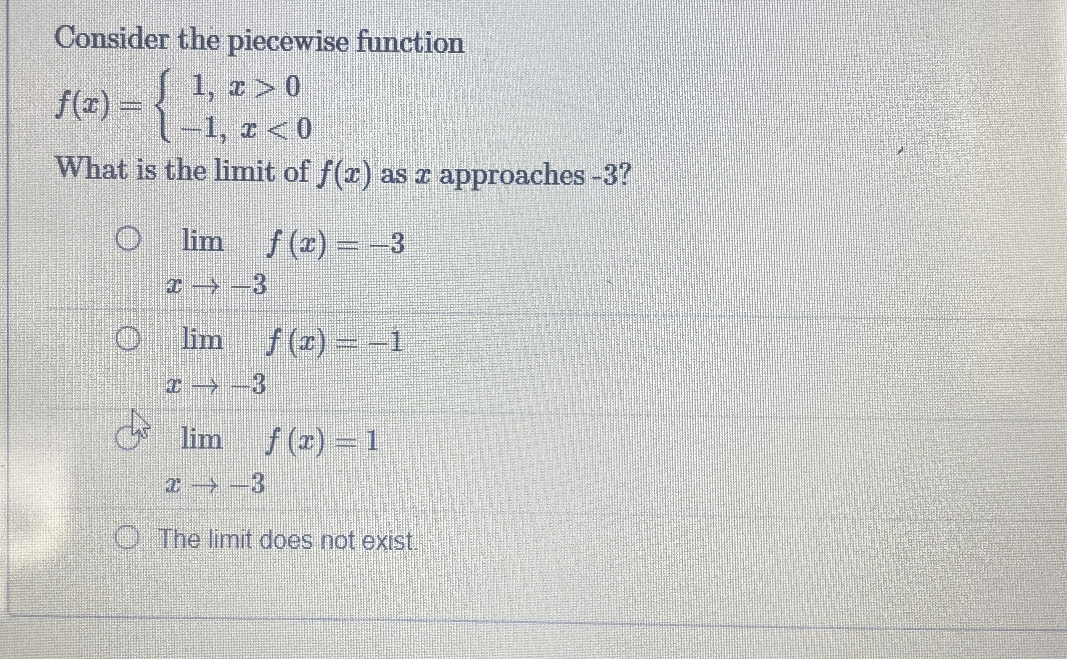 Consider the piecewise function f ( x ) = { 1 , x