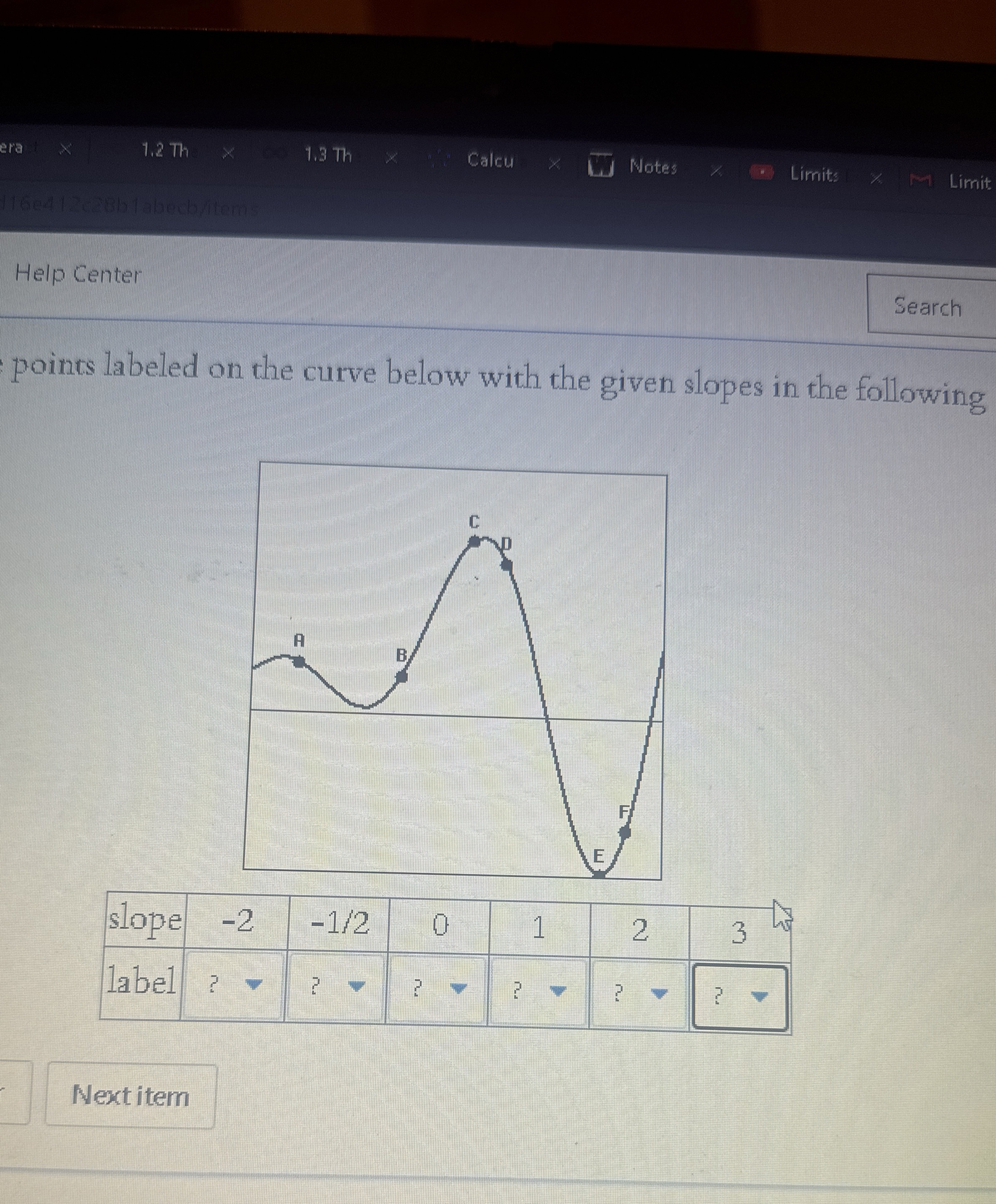 1 . 2 Th 1 . 3 Th Calcu Notes Limits Limit Help