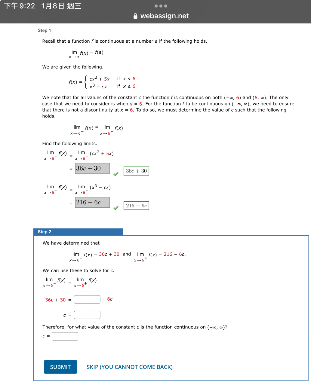 9 2 2 1 8 webassign net Step 1 Recall that a