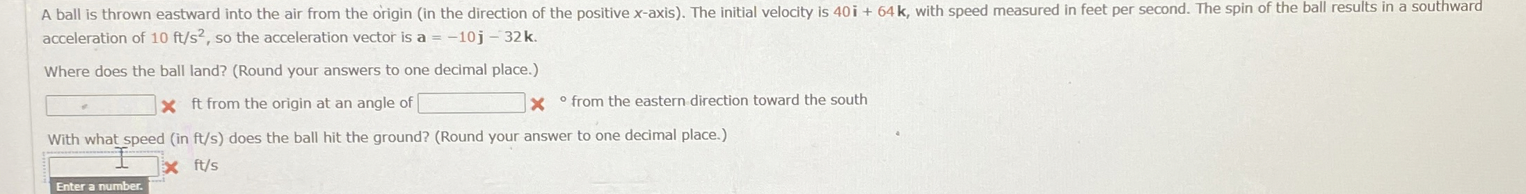 A ball is thrown eastward into the air from the