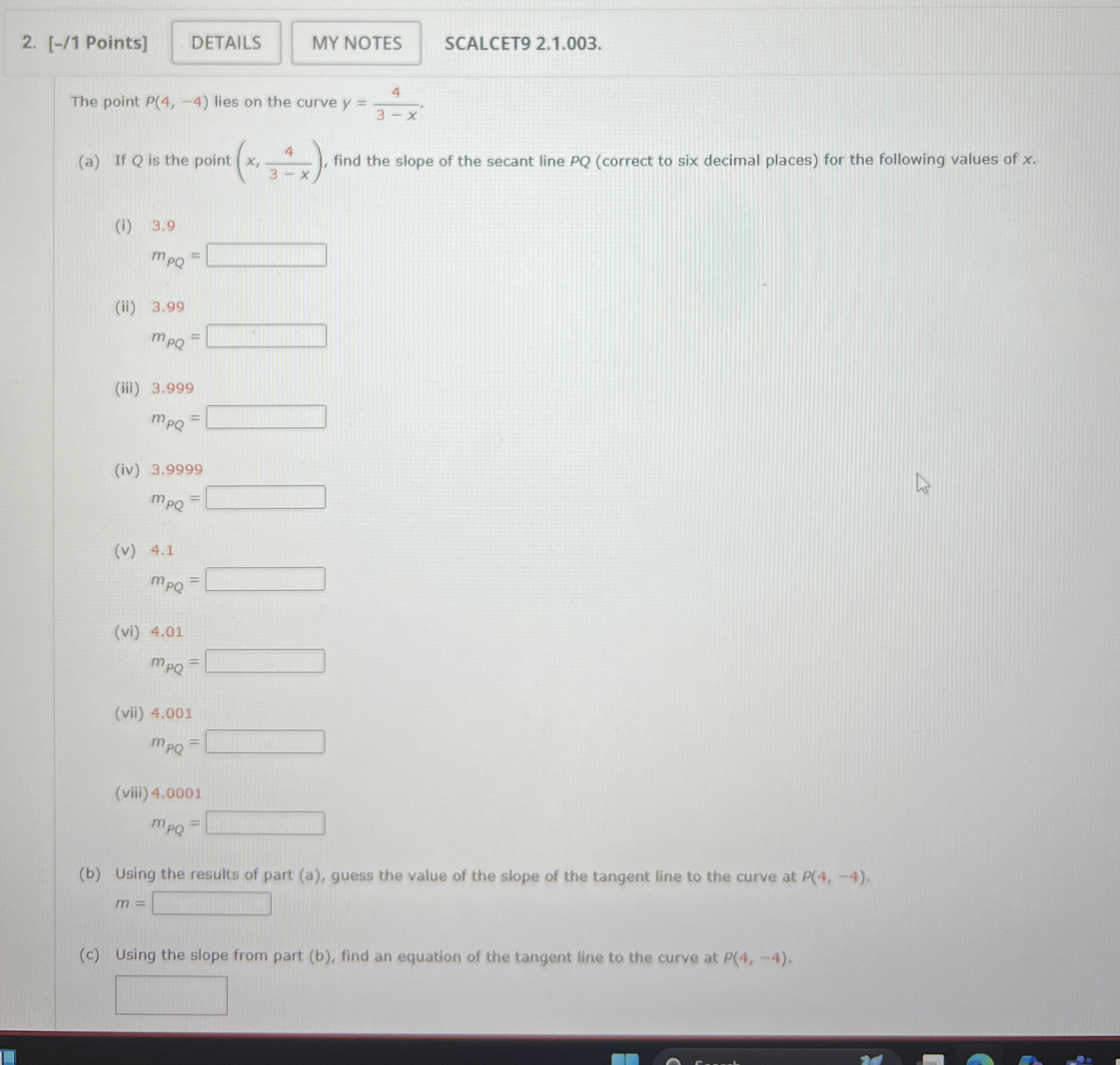 [ - / 1 Points ] SCALCET 9 2 . 1 . 0 0 3 . The