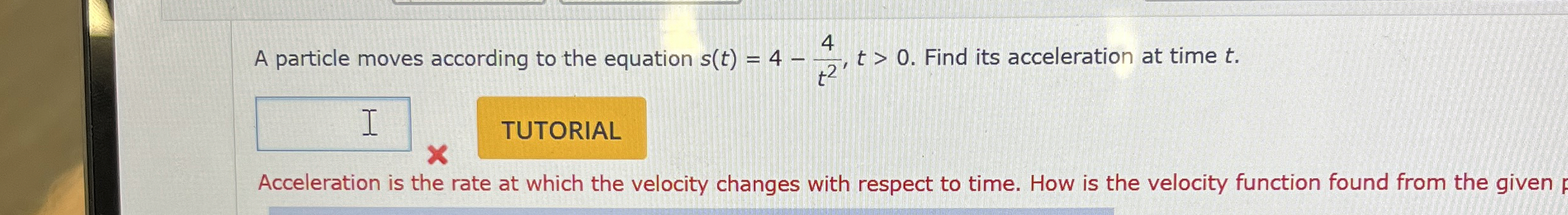 A particle moves according to the equation s ( t