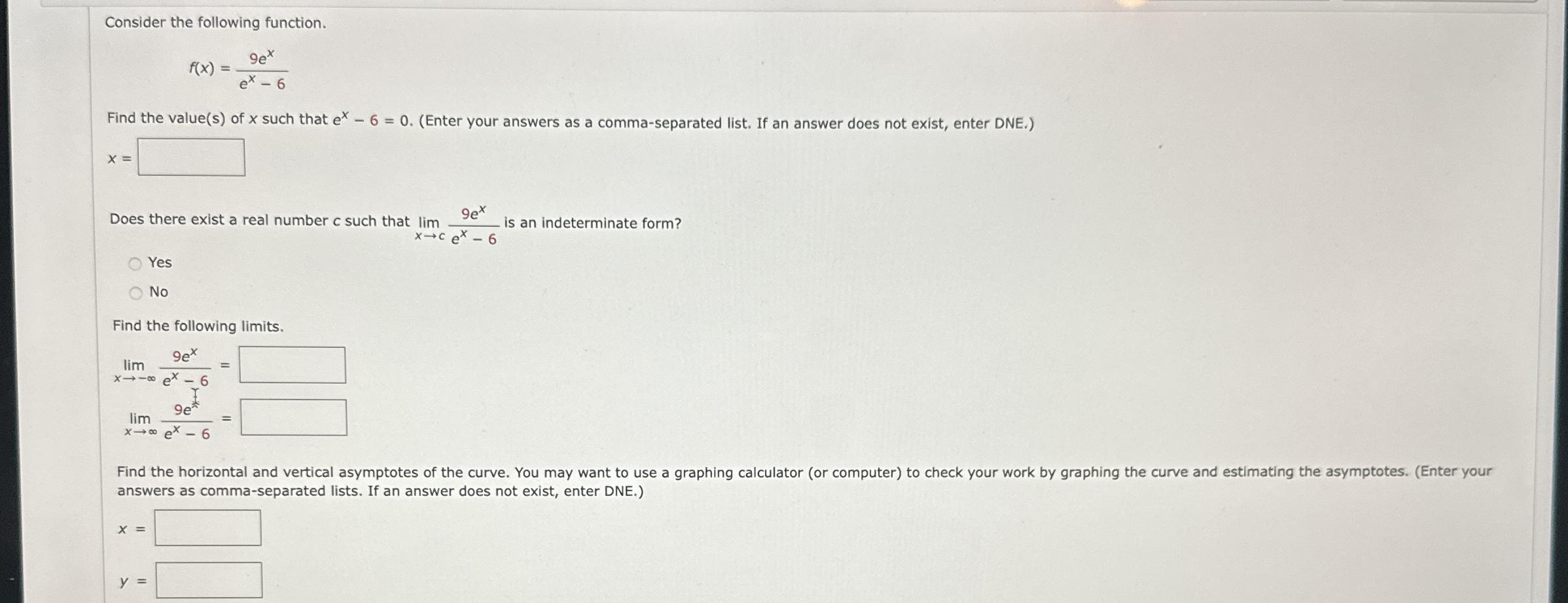 Consider the following function. f ( x ) = 9 e x