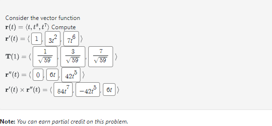 Consider the vector function Note: You can earn
