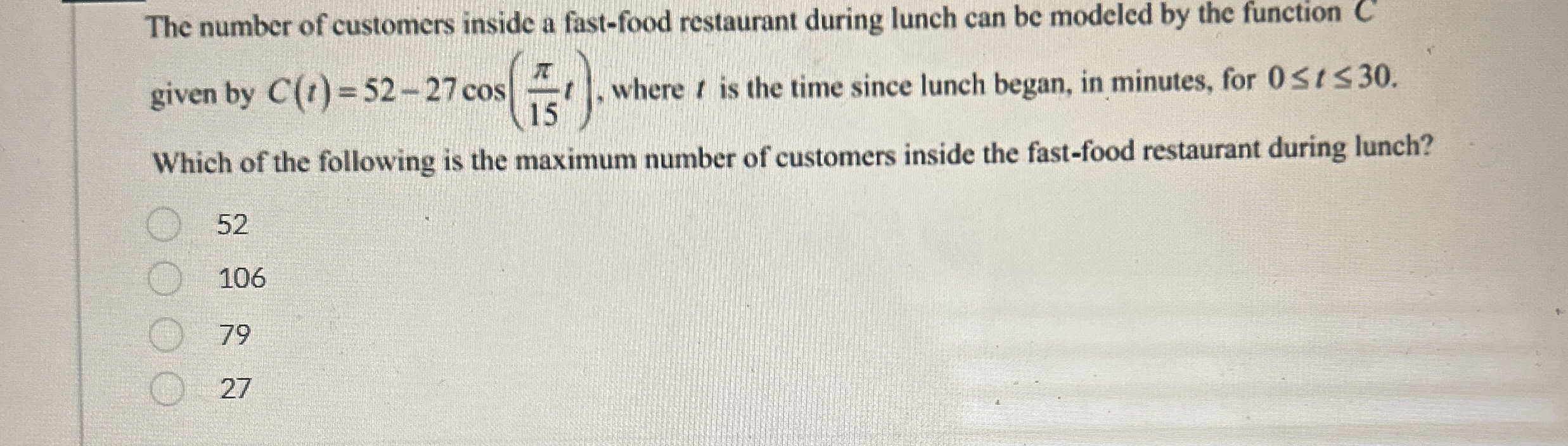 The number of customers inside a fast - food