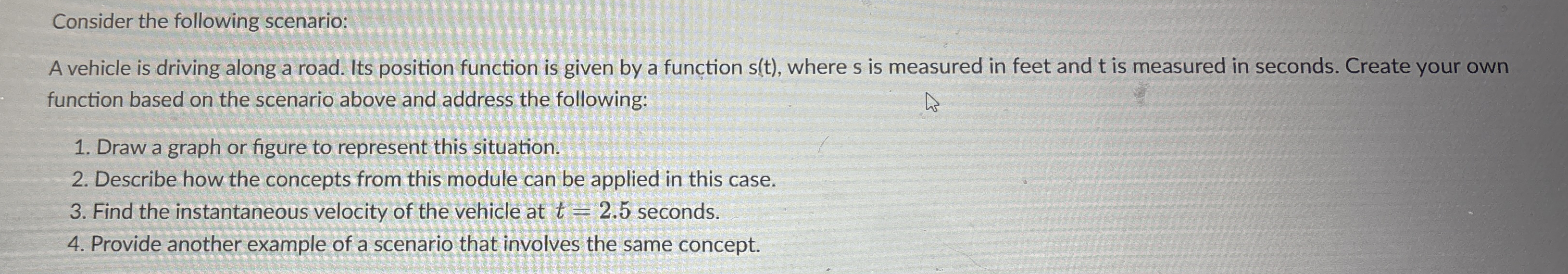 Consider the following scenario: A vehicle is