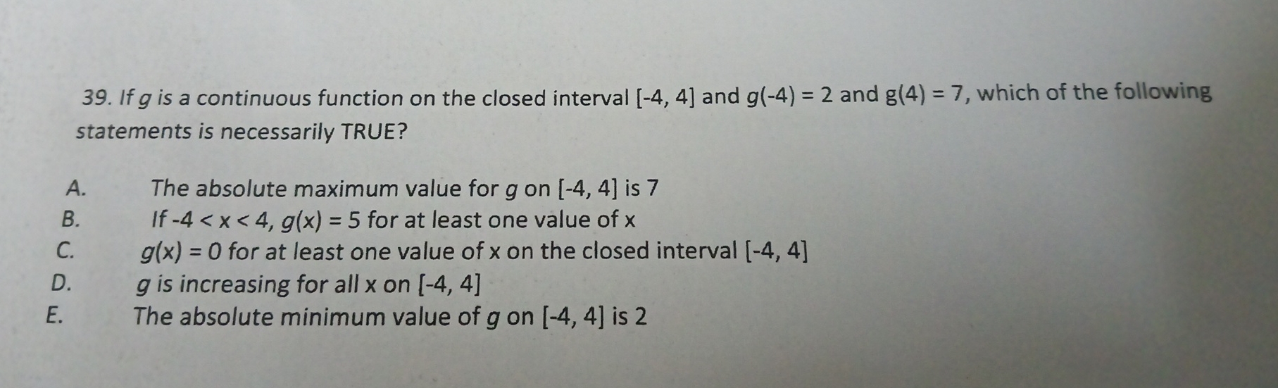 If g is a continuous function on the closed