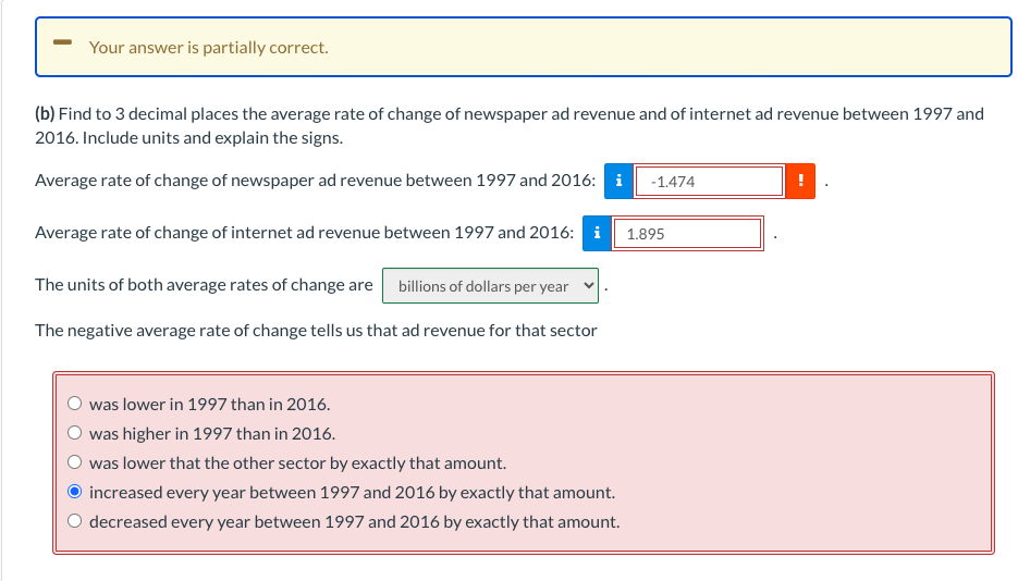 Your answer is partially correct. ( b ) Find to 3