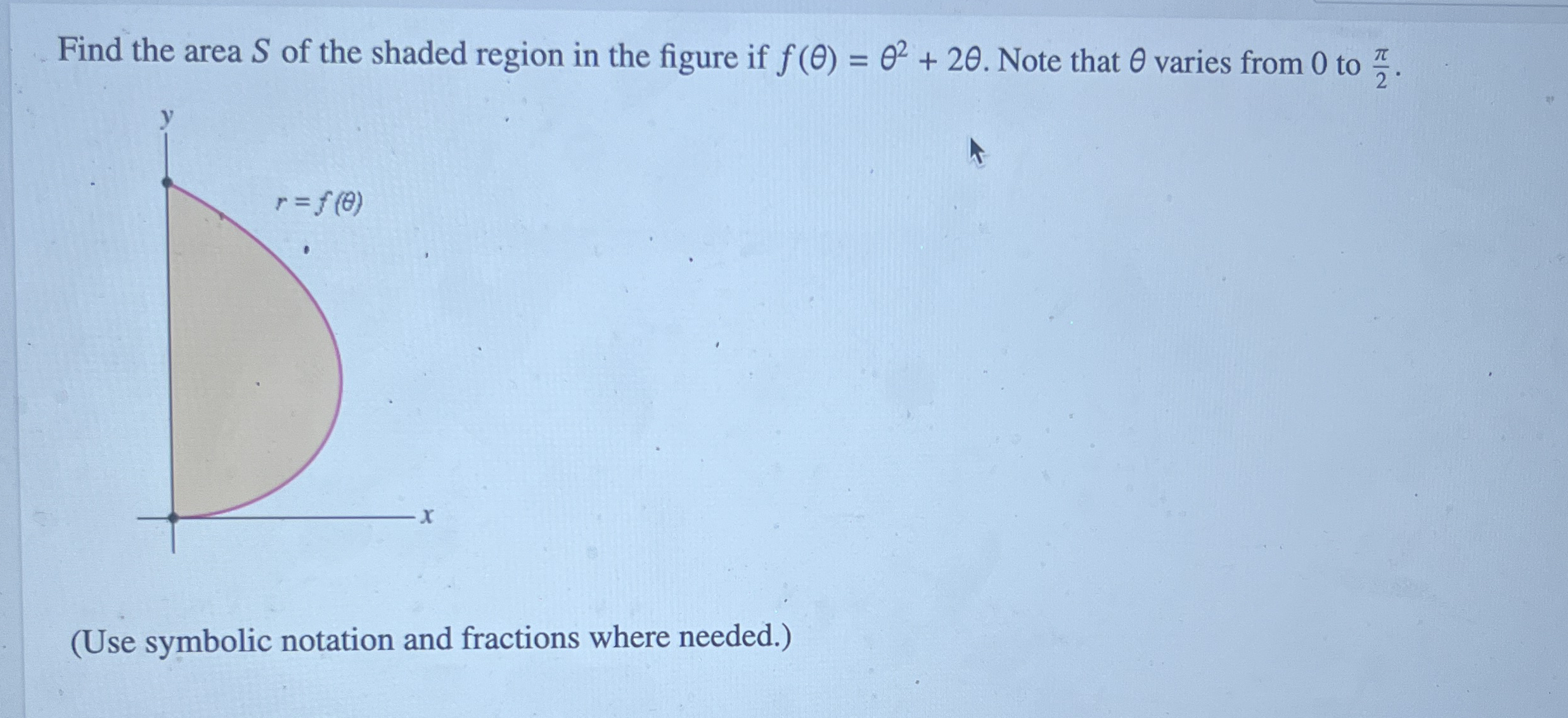 Find the area S of the shaded region in the