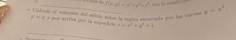 Calcule el volumen del s lido sobre la regi n