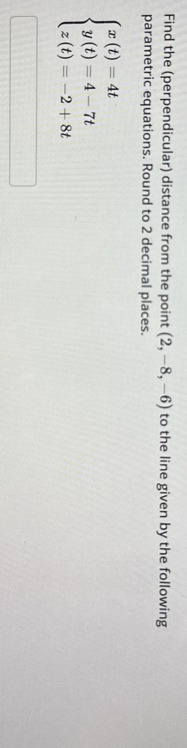 Find the ( perpendicular ) distance from the