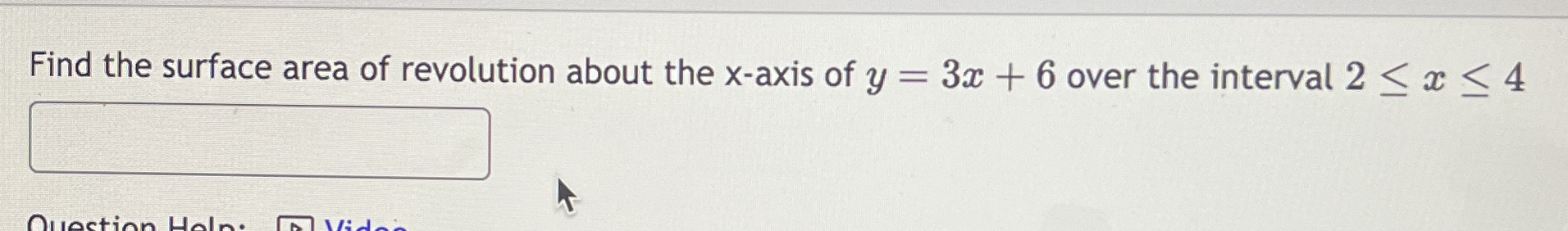 Find the surface area of revolution about the x -