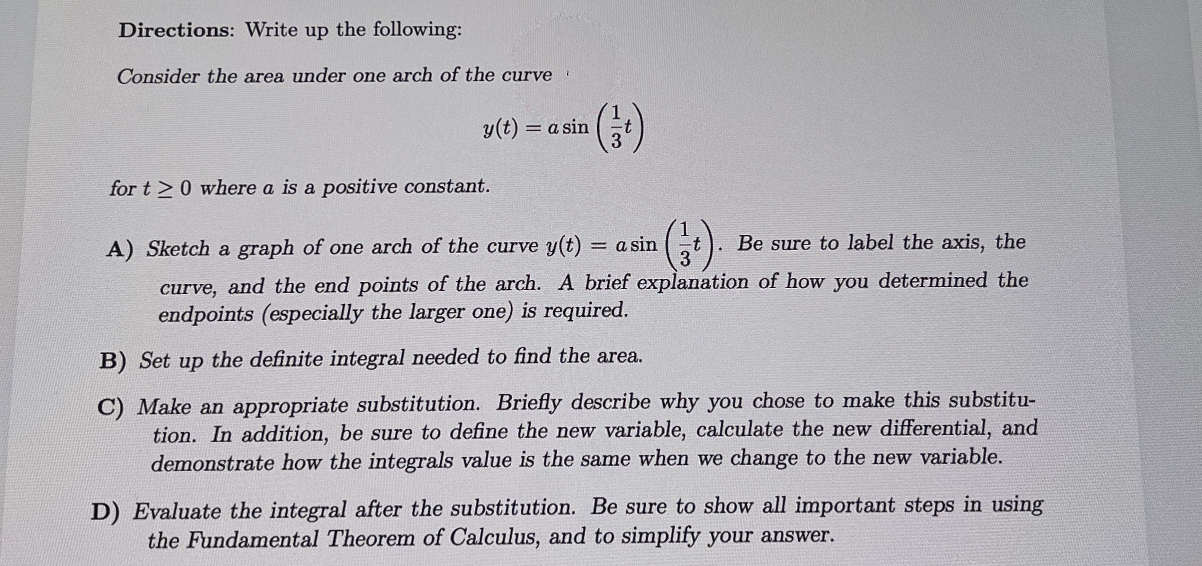 Directions: Write up the following: Consider the