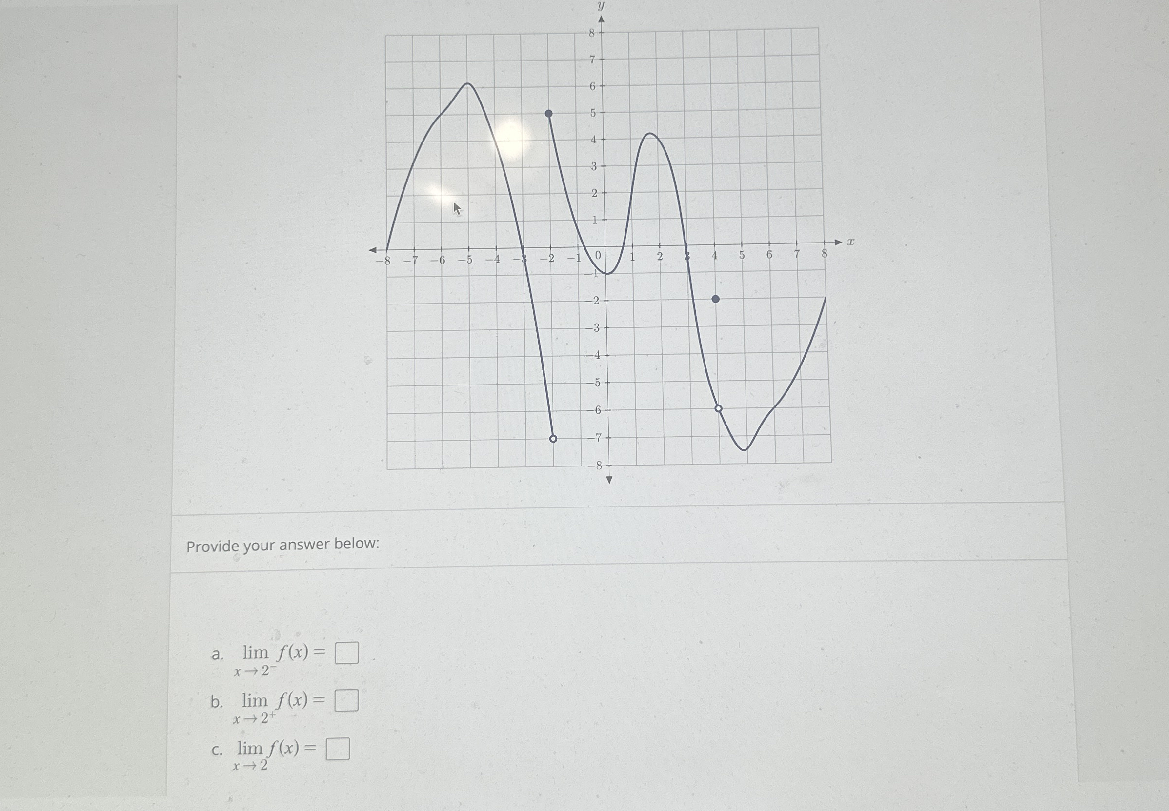 Provide your answer below: a . lim x 2 - f ( x )