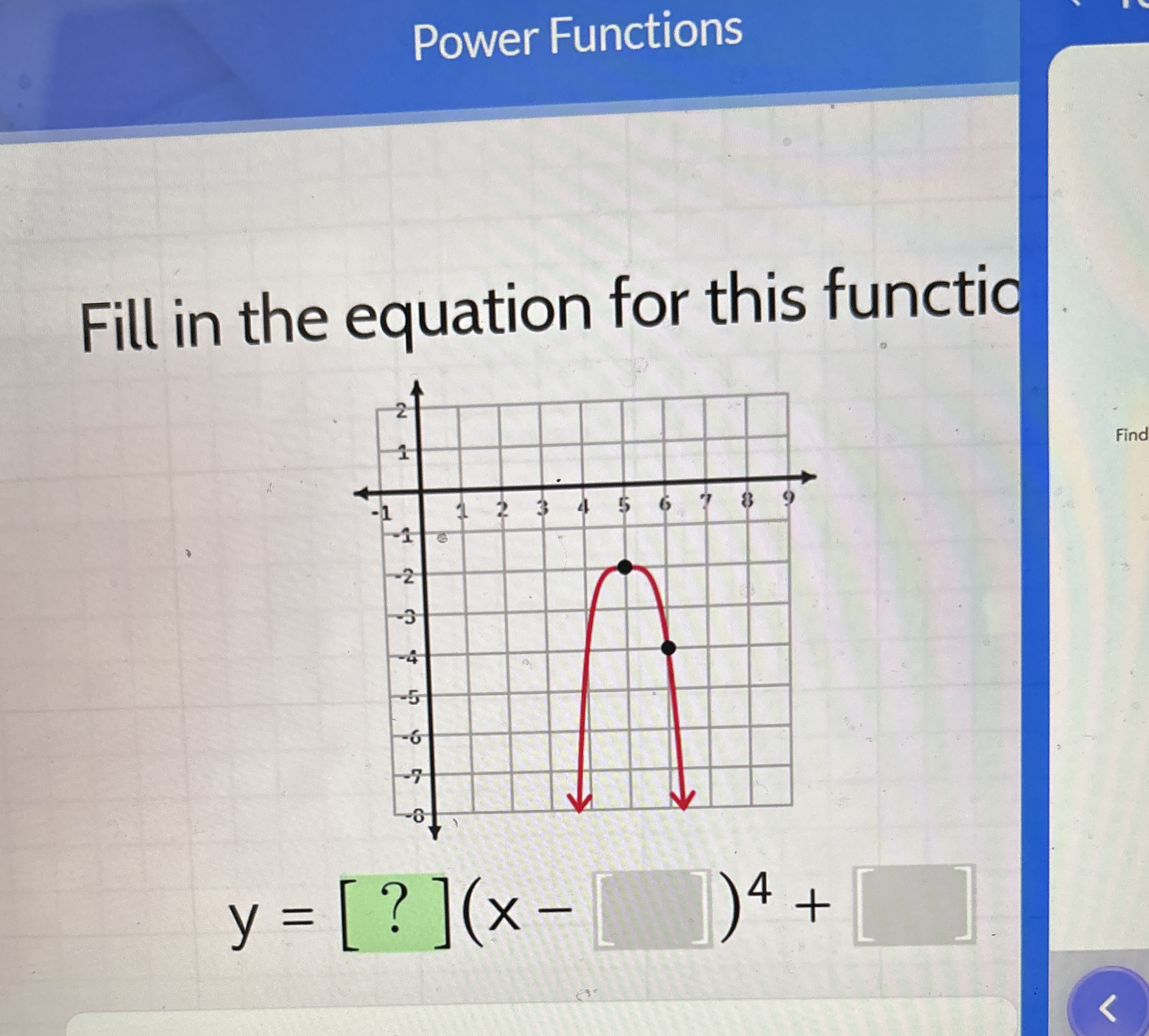 Power Functions Fill in the equation for this