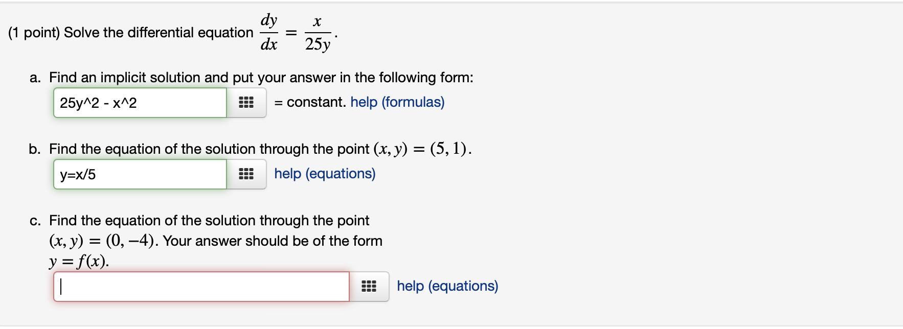 Solve the differential equation dydx = x 2 5
