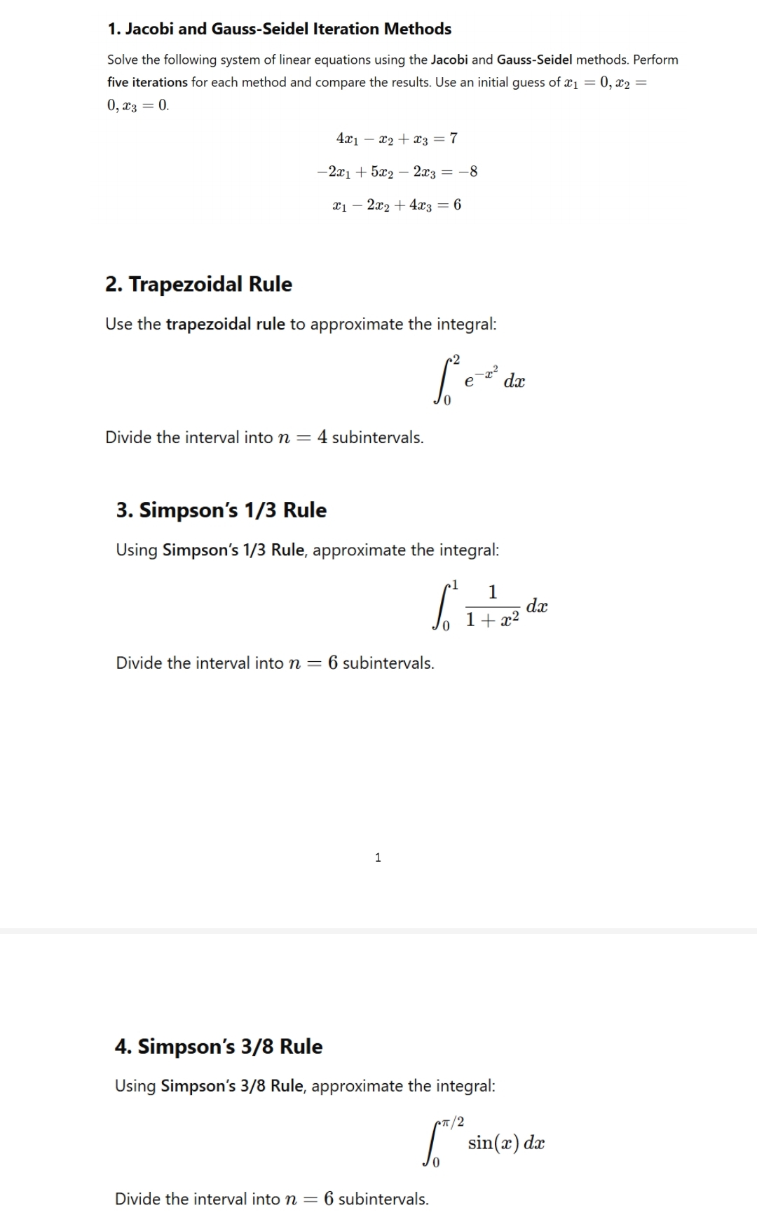 Jacobi and Gauss - Seidel Iteration Methods Solve