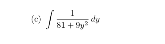 ( c ) 1 8 1 + 9 y 2 d y