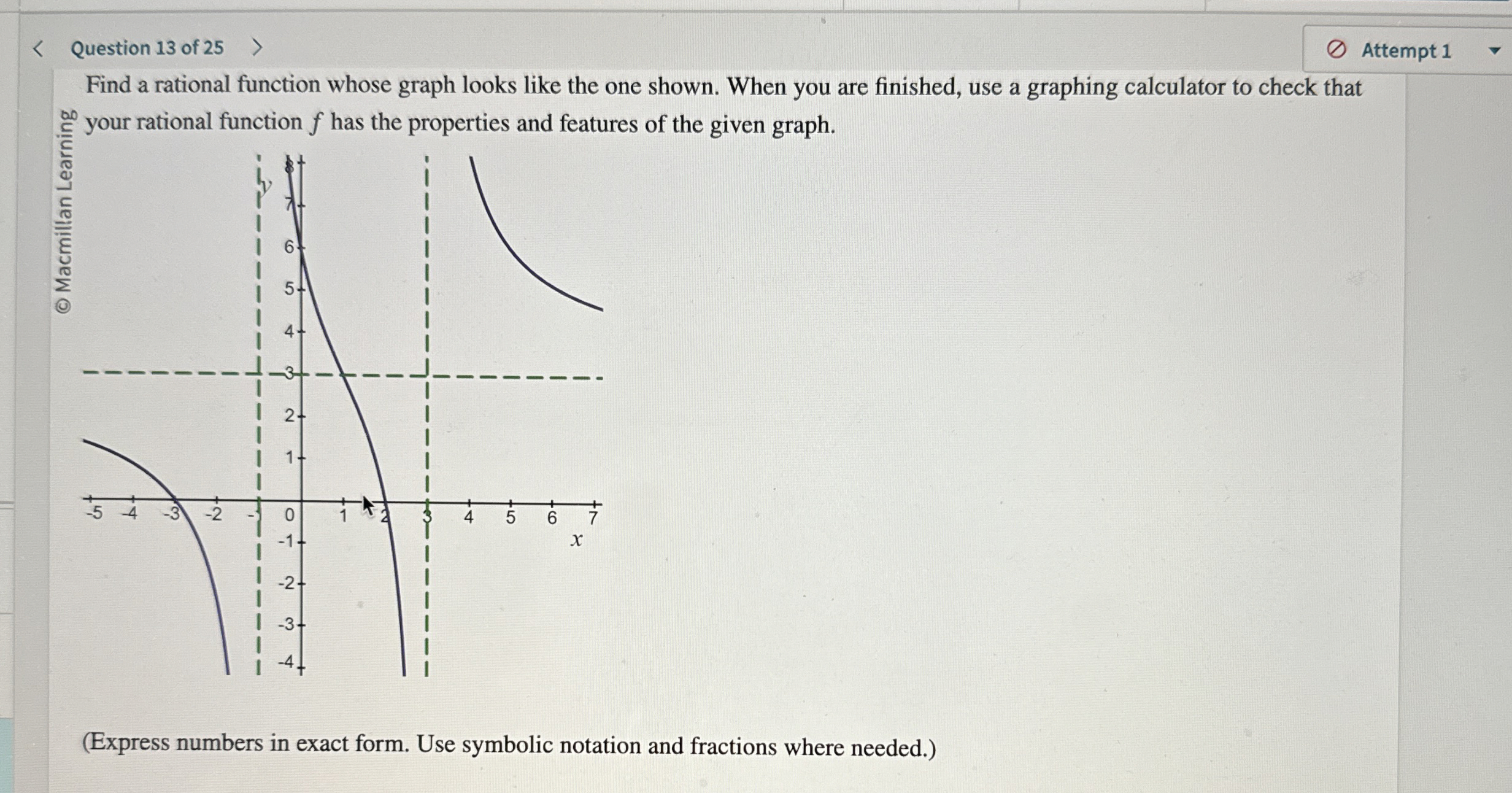 Question 1 3 of 2 5 Attempt 1 Find a rational