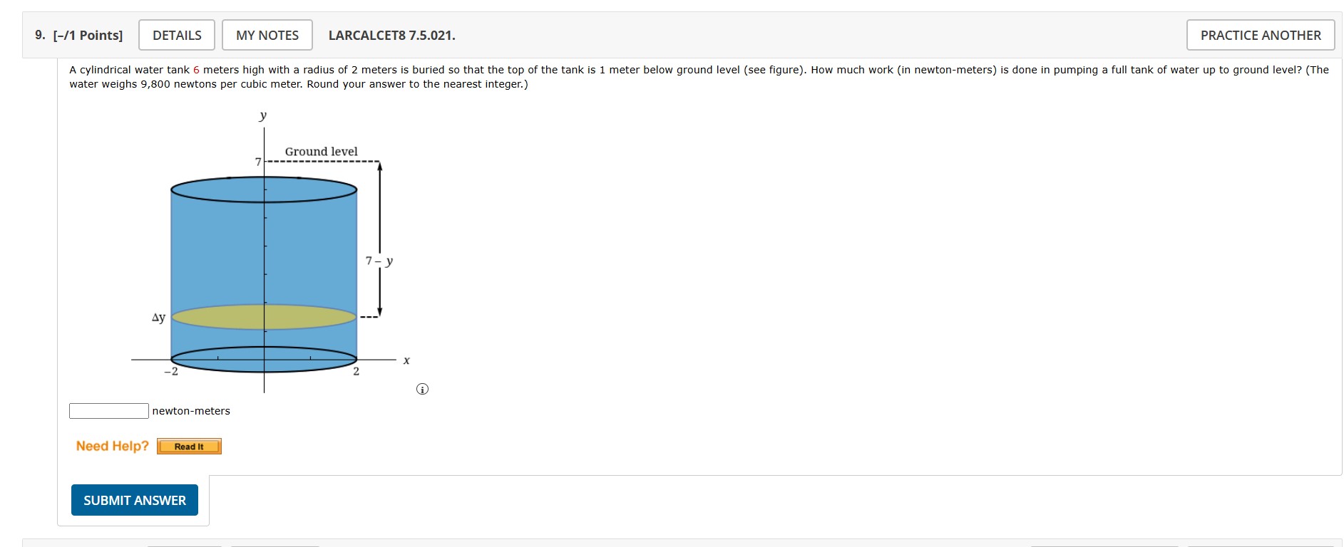 9 . [ - / 1 Points ] LARCALCET 8 7 . 5 . 0 2 1 .