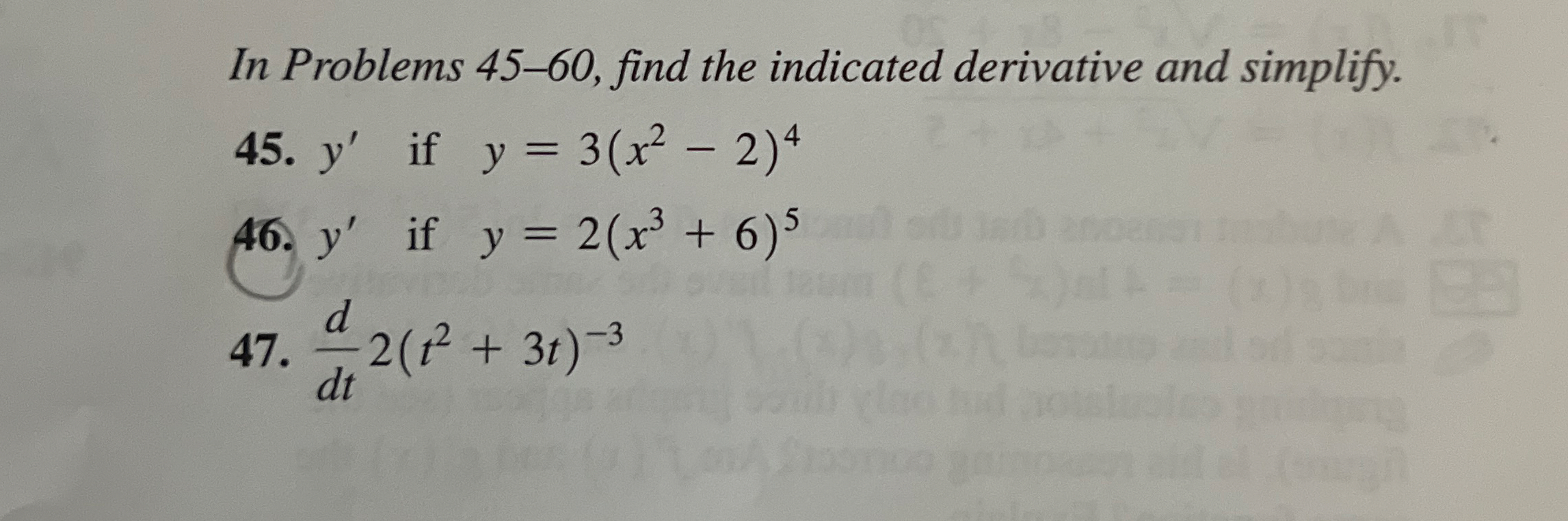 In Problems 4 5 - 6 0 , find the indicated