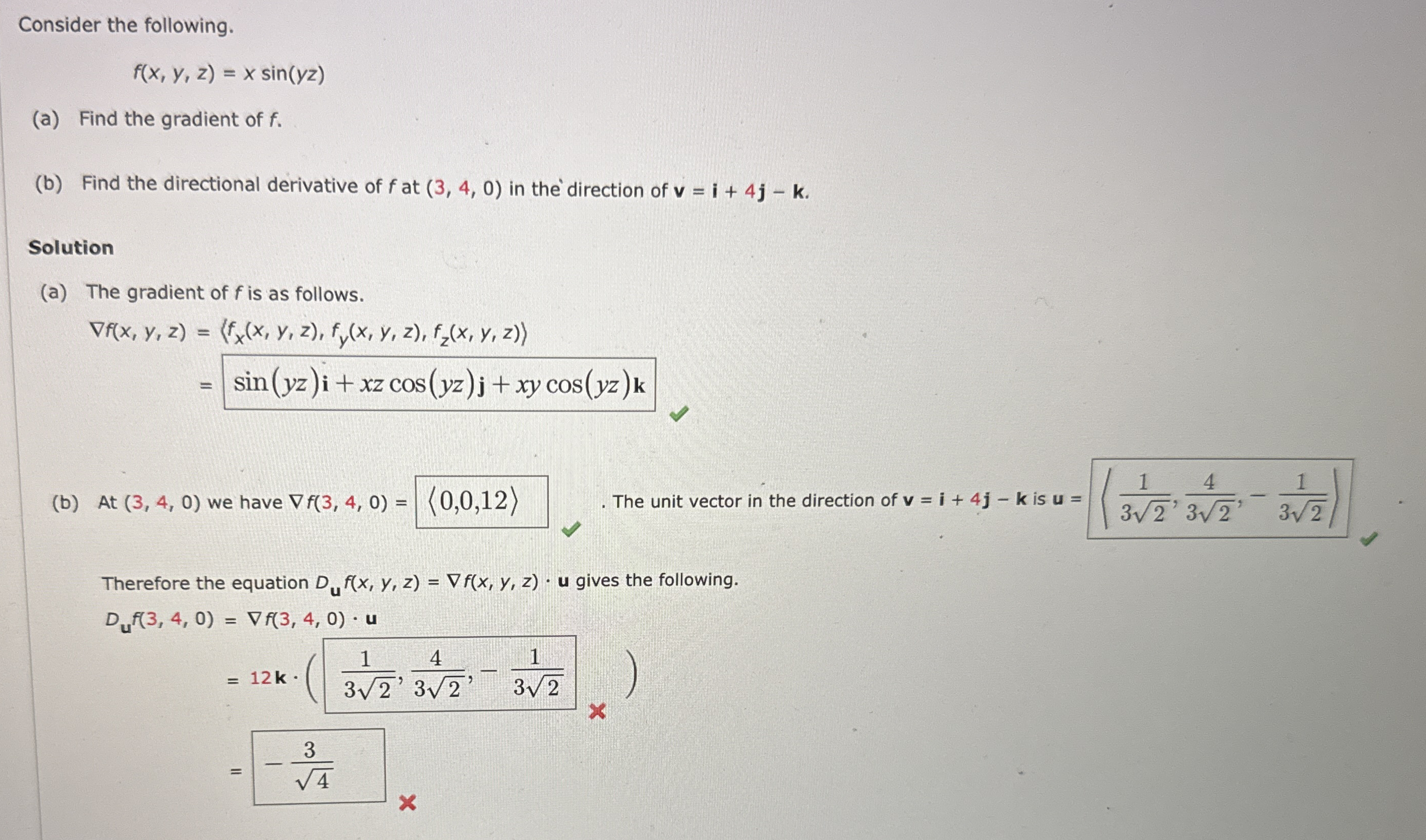 Consider the following. f ( x , y , z ) = x s i n