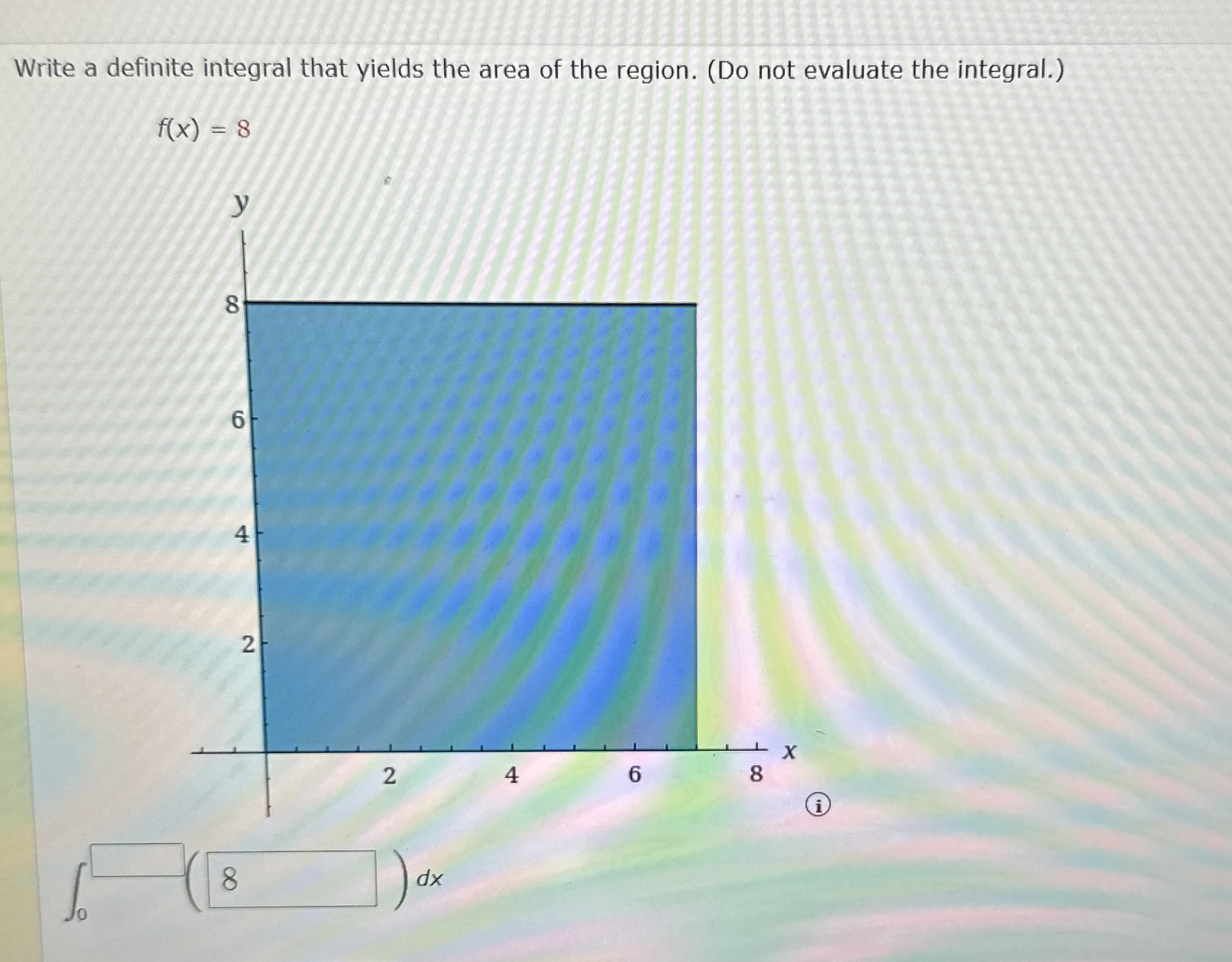 Write a definite integral that yields the area of