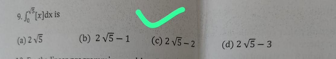 0 5 2 [ x ] d x is ( a ) 2 5 2 ( b ) 2 5 2 - 1 (
